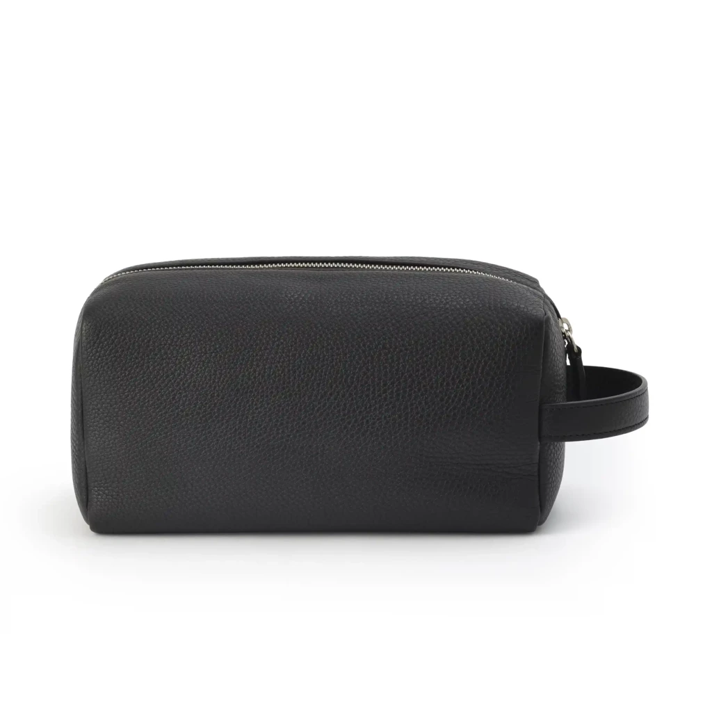 Leather toiletry bag Adri, black