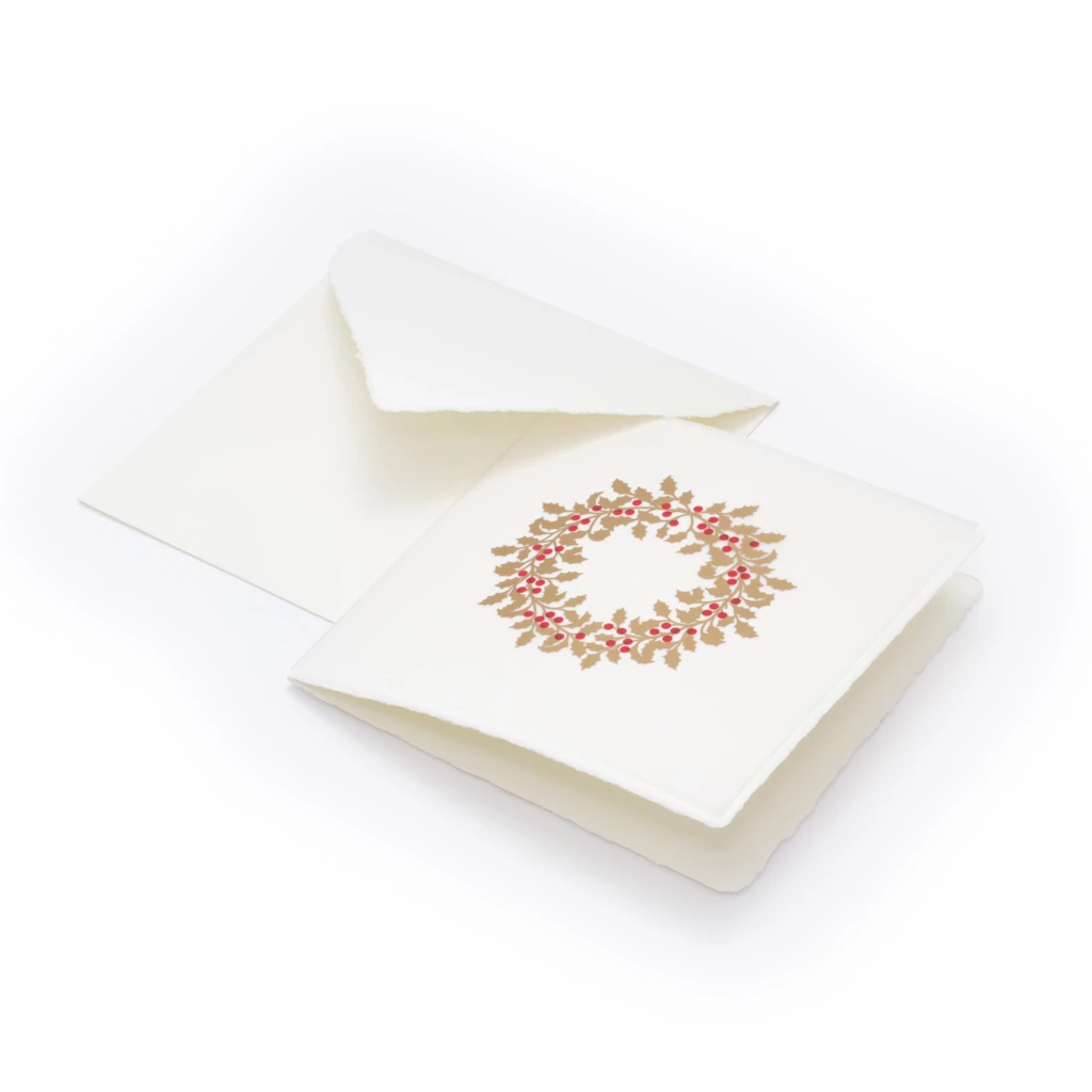 weihnachtskarte_ilexkranz_buetten_3 Christmas card holly circle laid paper