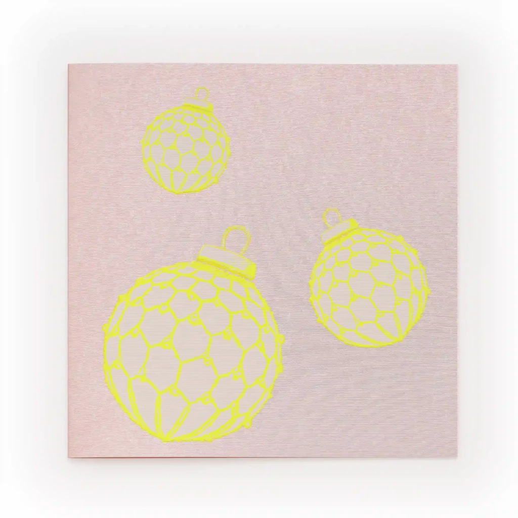 Neon Yellow & Pink Christmas Bauble Card
