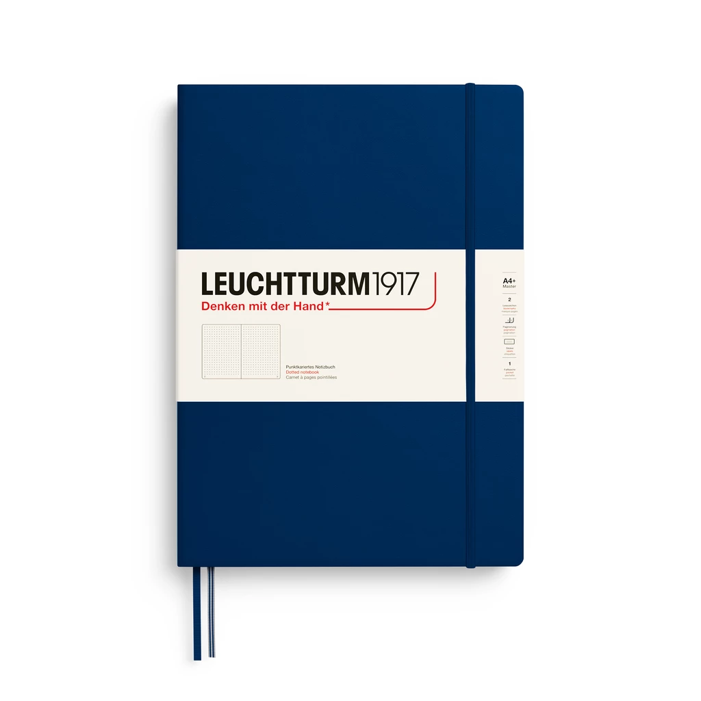 Notebook Master Classic (A4+), Hardcover, 235 numbered pages, Navy, dotted