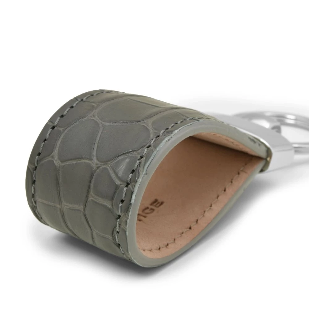 Key Ring, alligator leather, dark grey