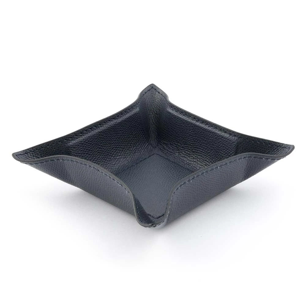 leder_taschenleerer_quadratisch_20 Valet tray square, leather, 15 x 15 cm, black