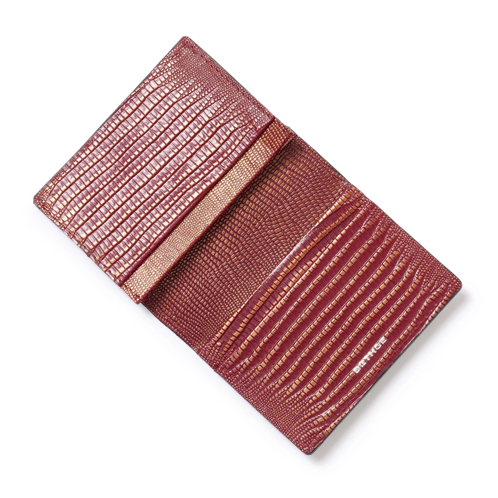 Folded Leather Card Holder – 3 Card Slots, Garnet Red