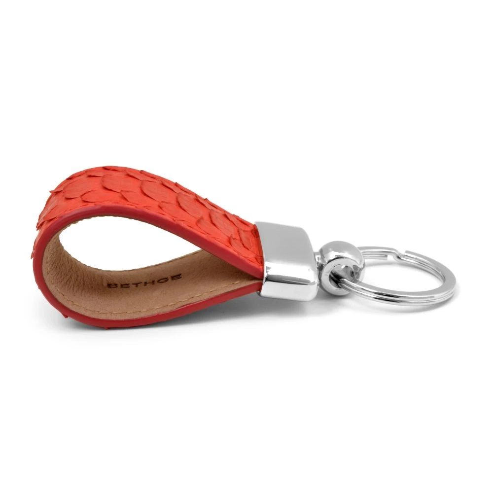 Key Ring, python leather, rosso