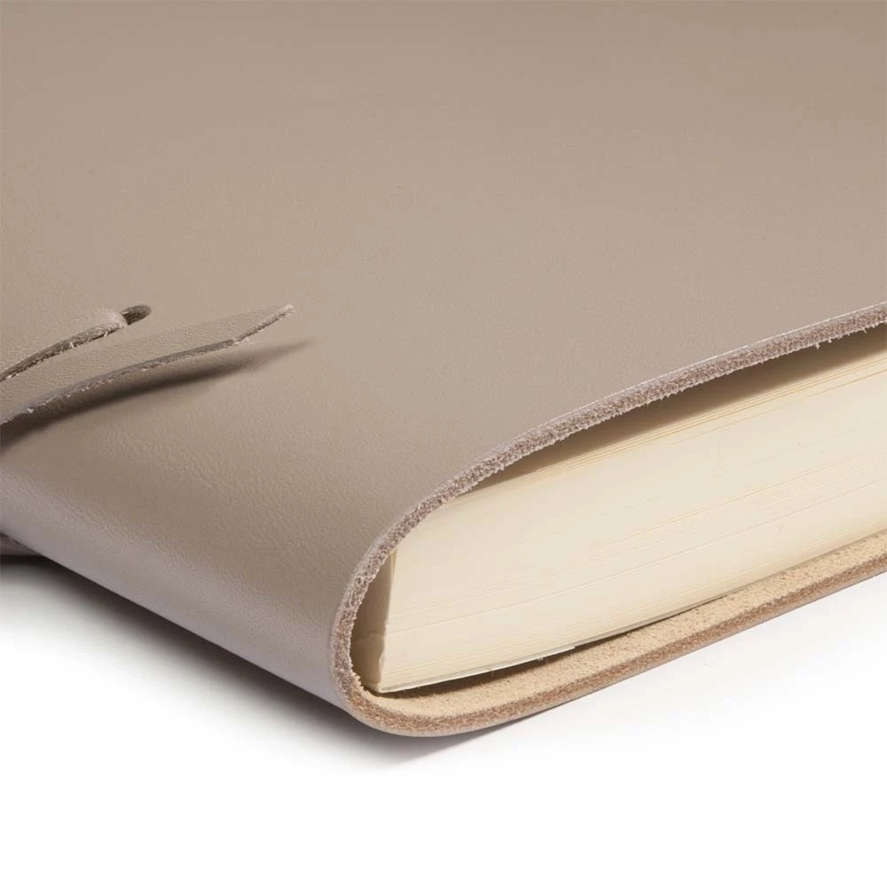 Sketchbook Quadernone, leather, large, taupe