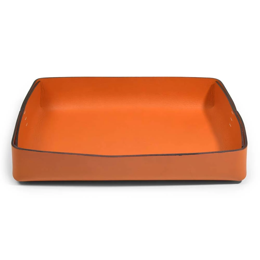 Desk Organiser Tray Stitch, A4, leather, orange