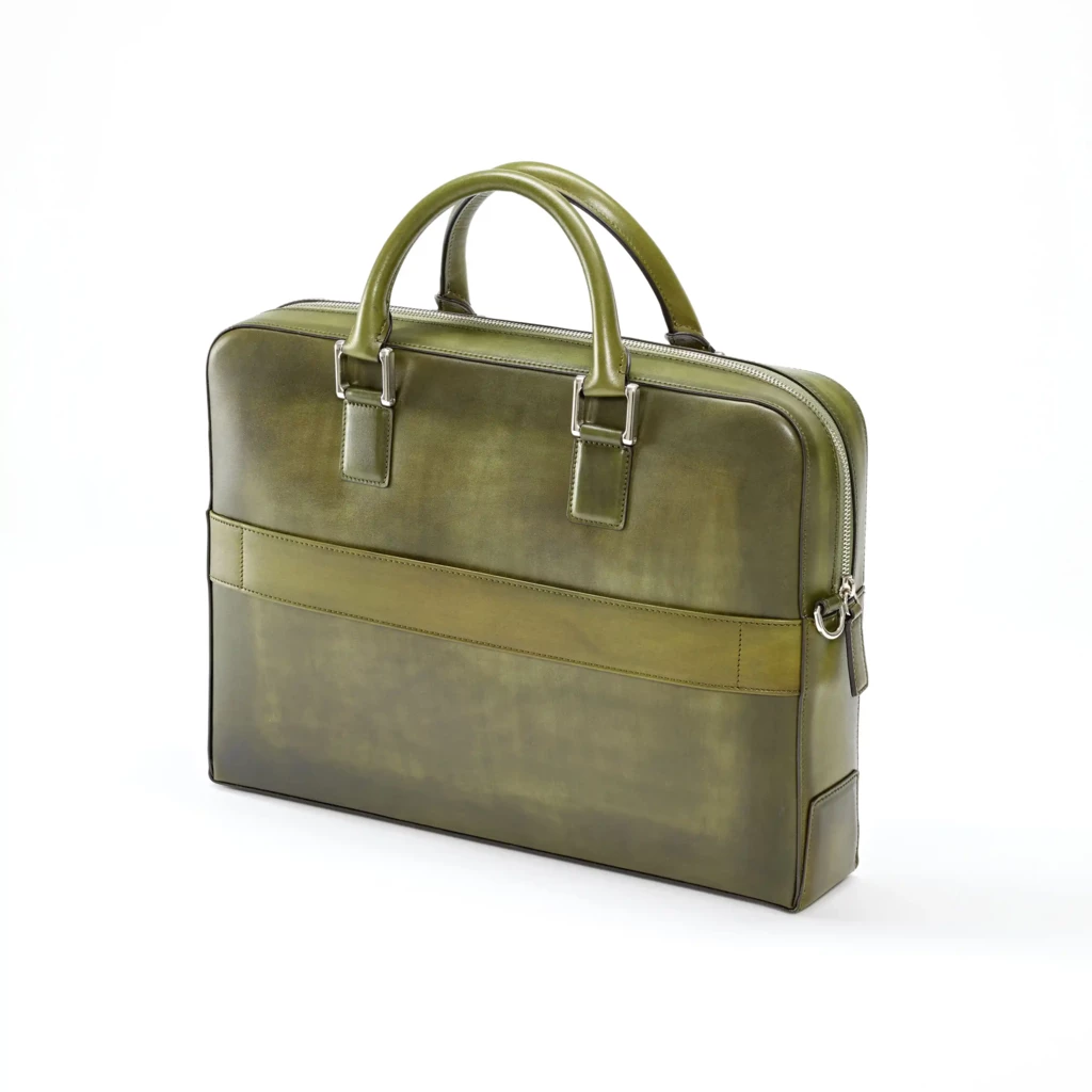 Briefcase Porto Cervo, leather, olive green