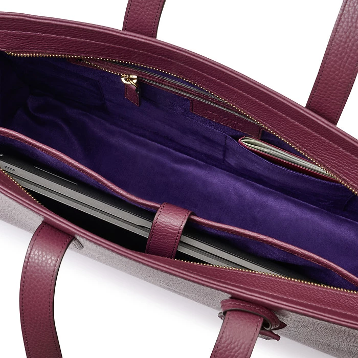 Business Shopper Tote Bag – Aubergine Leather