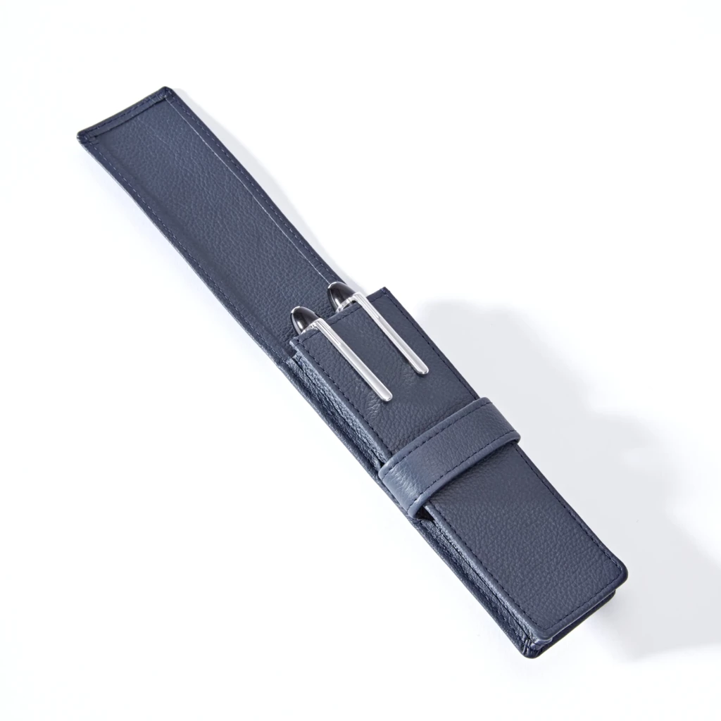 Pen Case for 2 Pens, Kollektion 1977, leather, blue