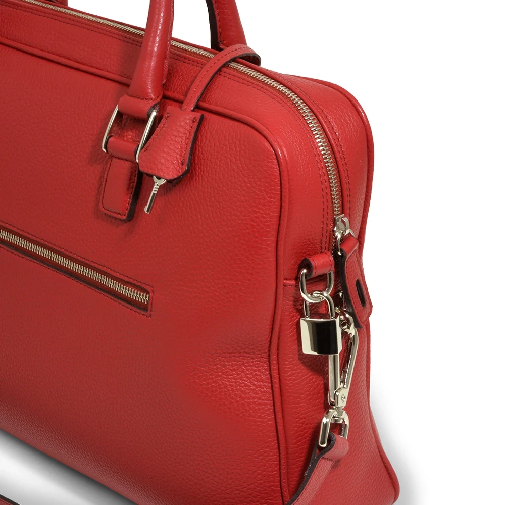 Briefcase Adri, leather, dark  red