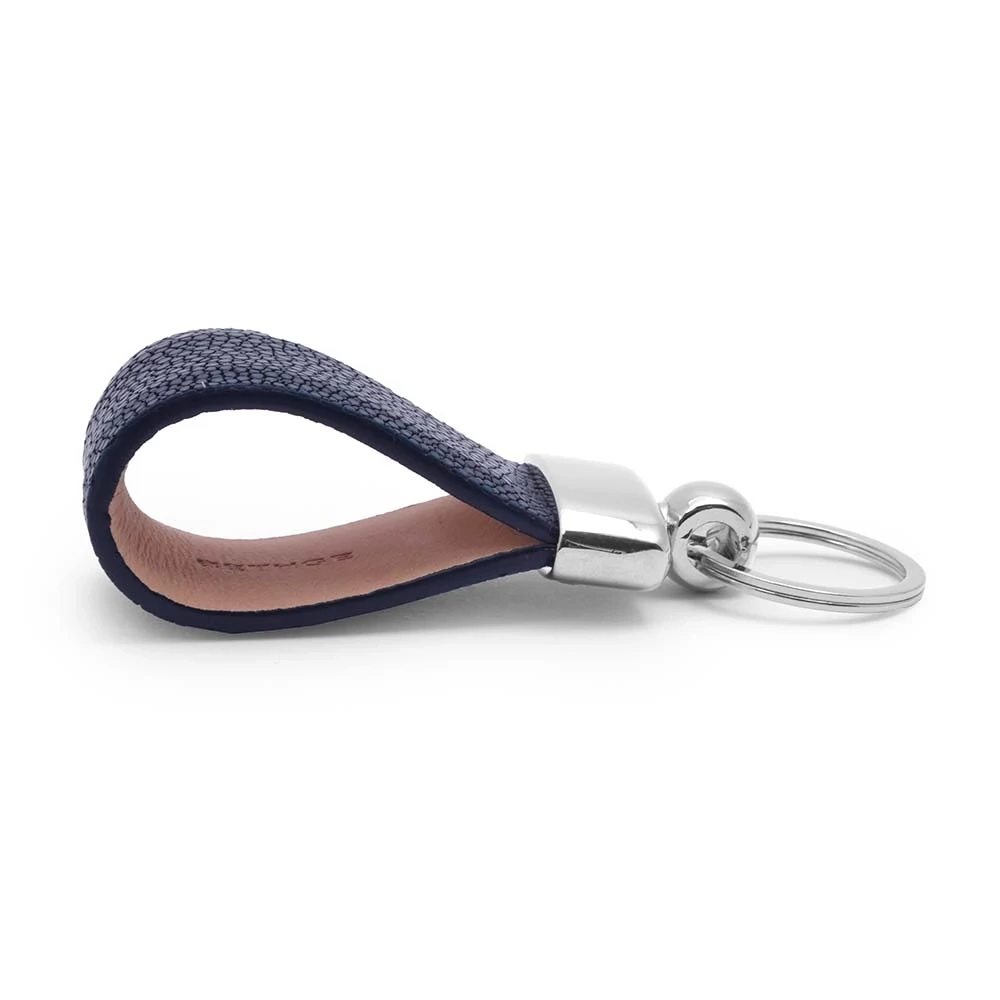 Key Ring, stingray leather, navy blue