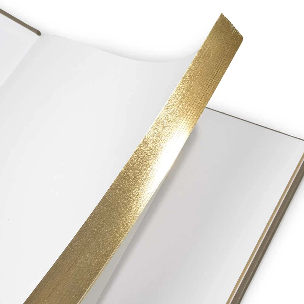 Guest Book with Gilt Edges, 144 pages, leather, A4, taupe