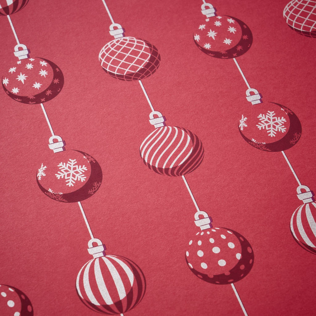 Wrapping paper baubles silver/red 50 x 70 cm, 3 sheets