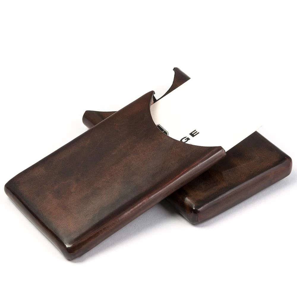Business Card Holder, leather, 6.5x10 cm, brown