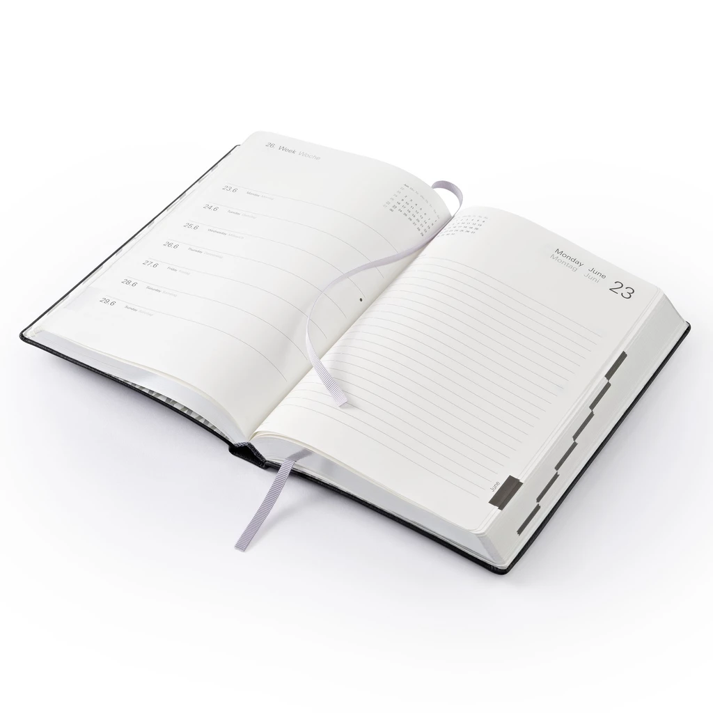 Daily Planner 2027 TeBe Skin Black Vegan