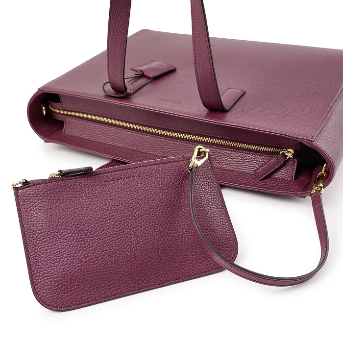 Business Shopper Tote Bag – Aubergine Leather