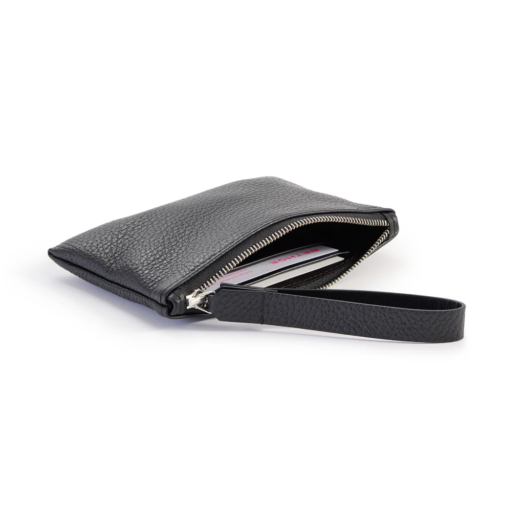 Bethge - Clutch Adri - Leather - Pouch - Zip - black