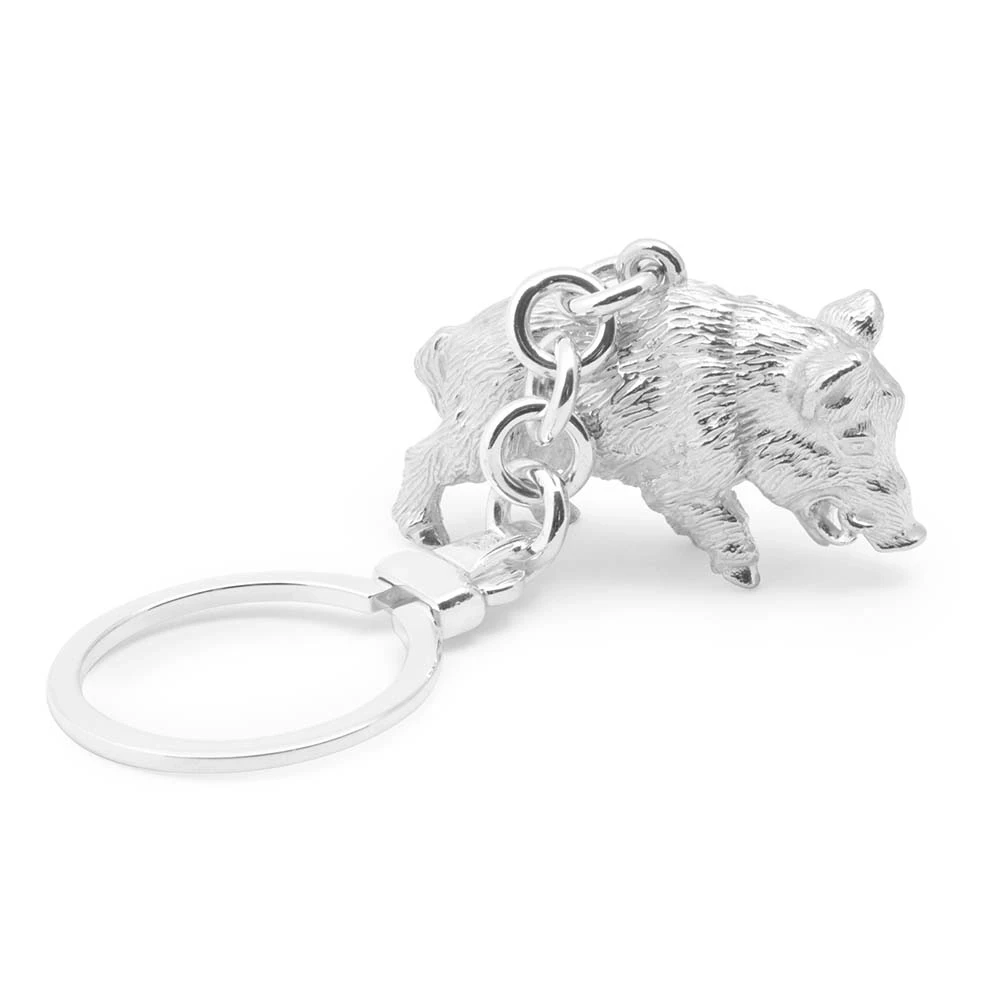 Key chain Wild Boar, 925 sterling silver