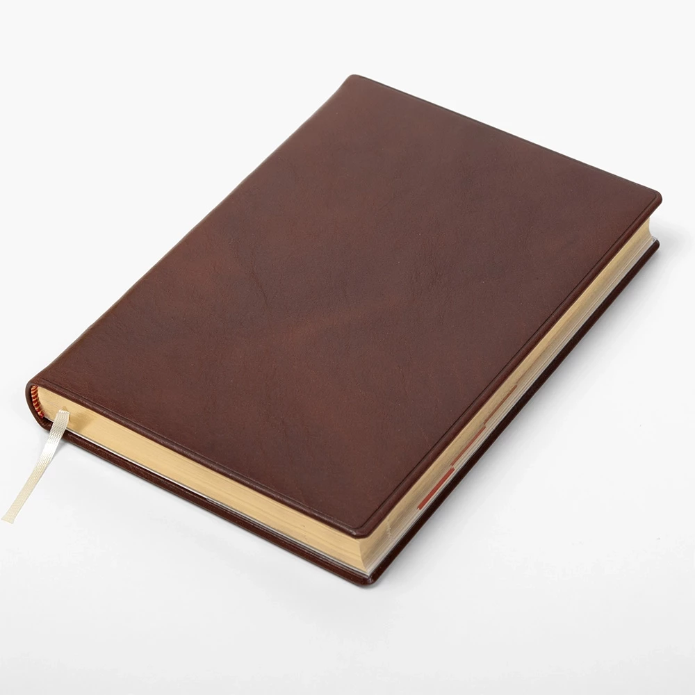 Ideal daily calendar 2026 Verona cognac brown, gold edging