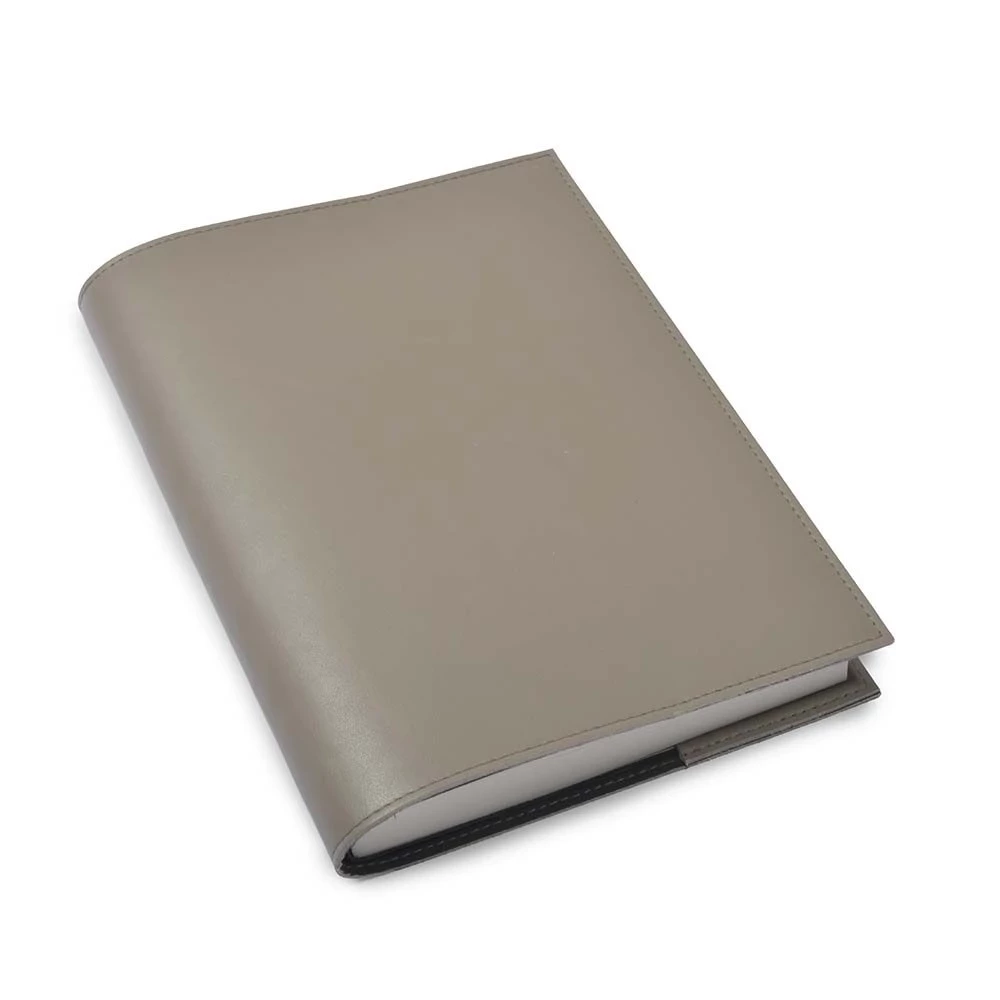 Book cover for DIN A5 books, smooth leather, taupe