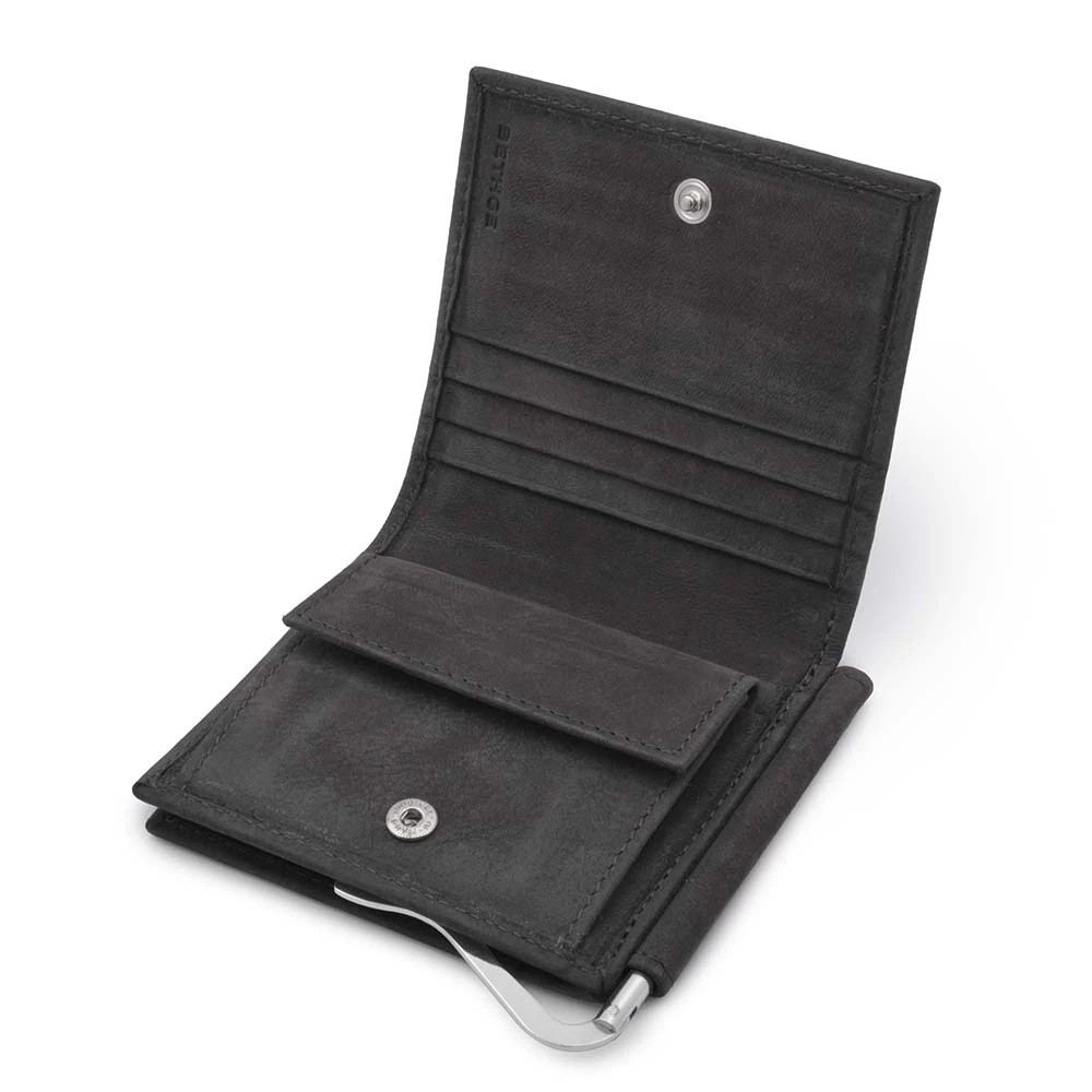 Wallet Doppio with Coin Pocket, leather wash, grey
