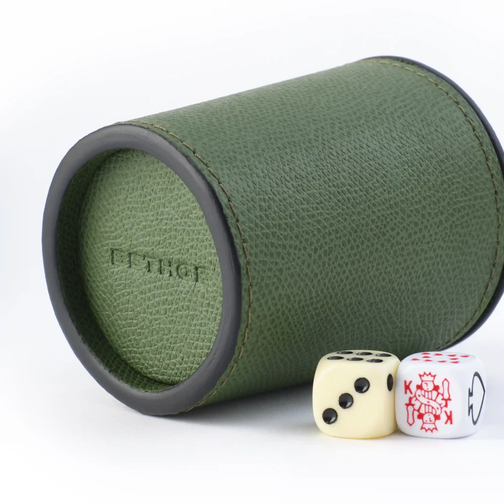 Dice Cup Shaker, leather, loden