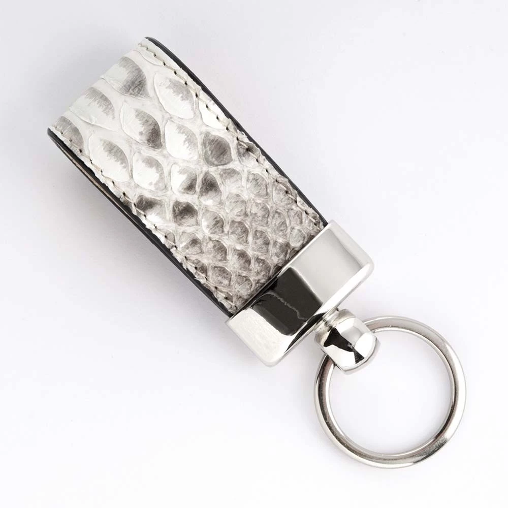 Key Ring, python leather, black/white