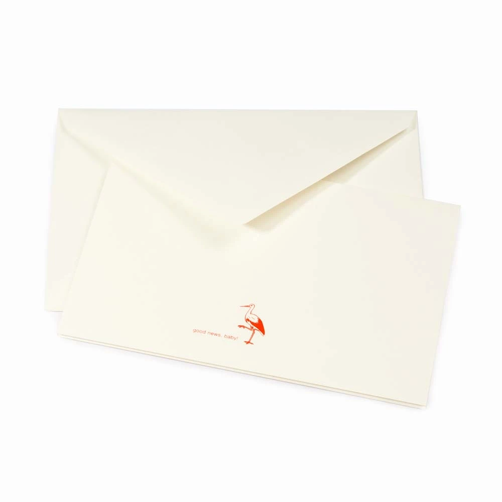 “Good News” Stork Greeting Card – Neon Pink