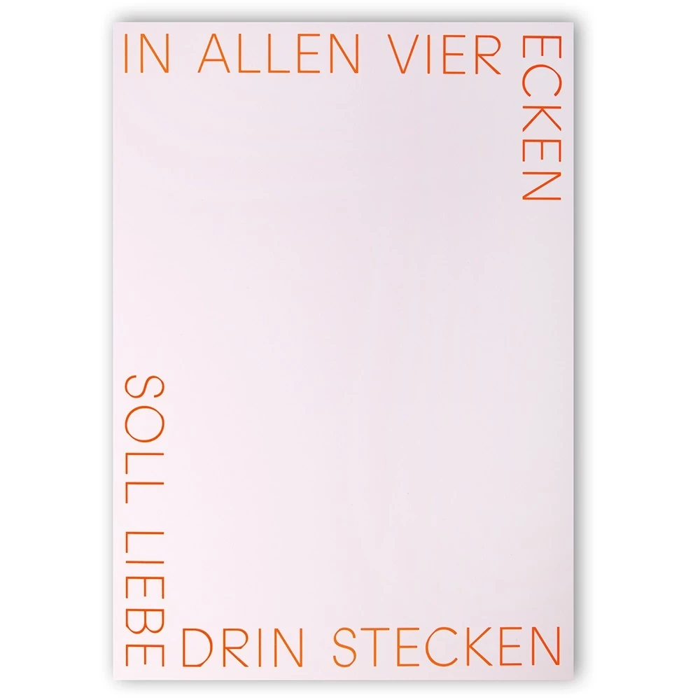 Greeting card In allen vier Ecken orange A4