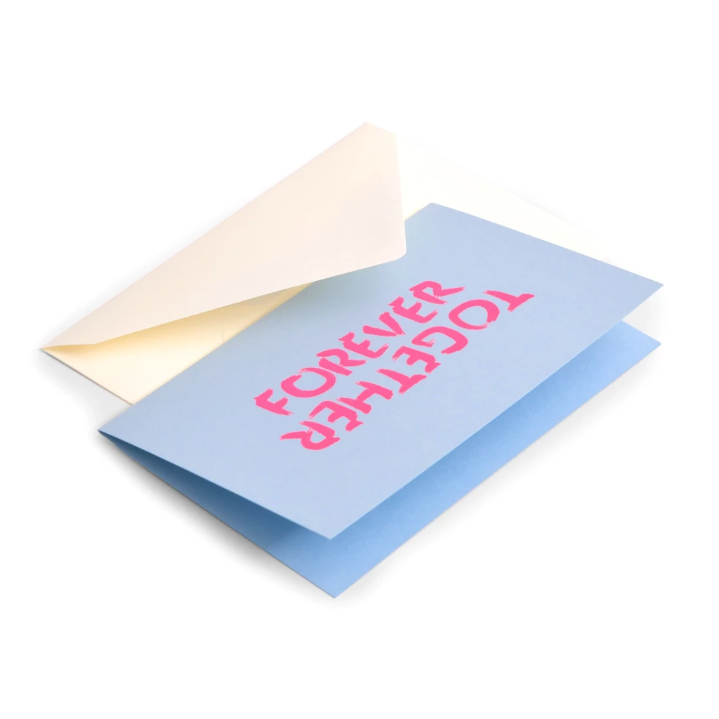 “Together Forever” Diplomat Greeting Card – Neon Pink on Blue