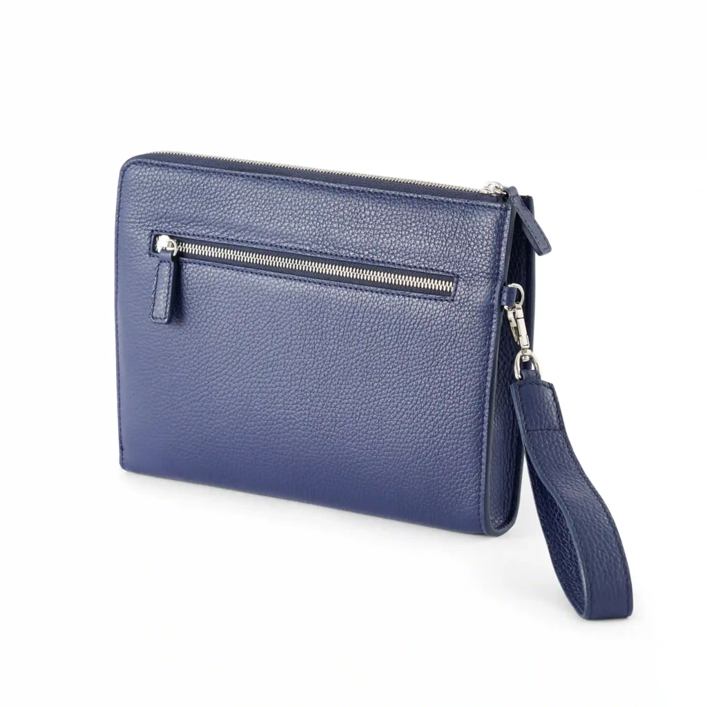 Adri Zip Pouch – Navy Blue Leather
