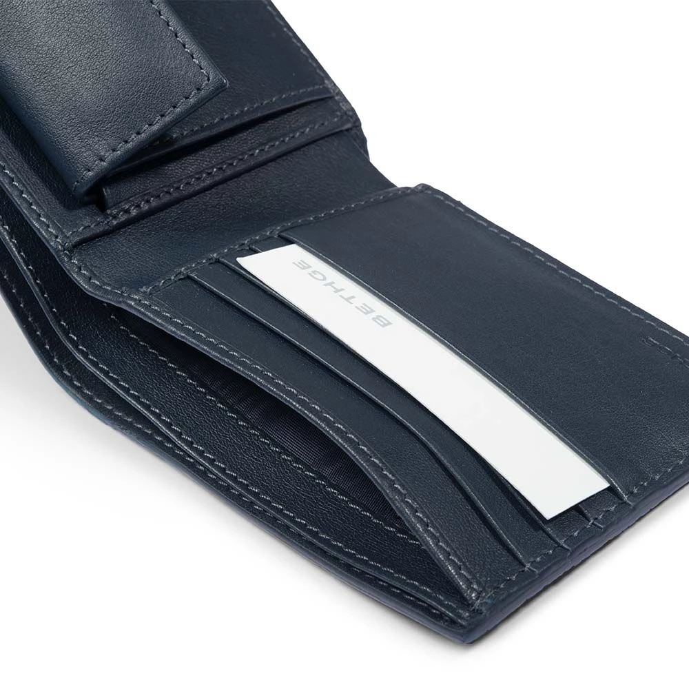 Wallet with Coin Pocket, stingray leather, dark blue