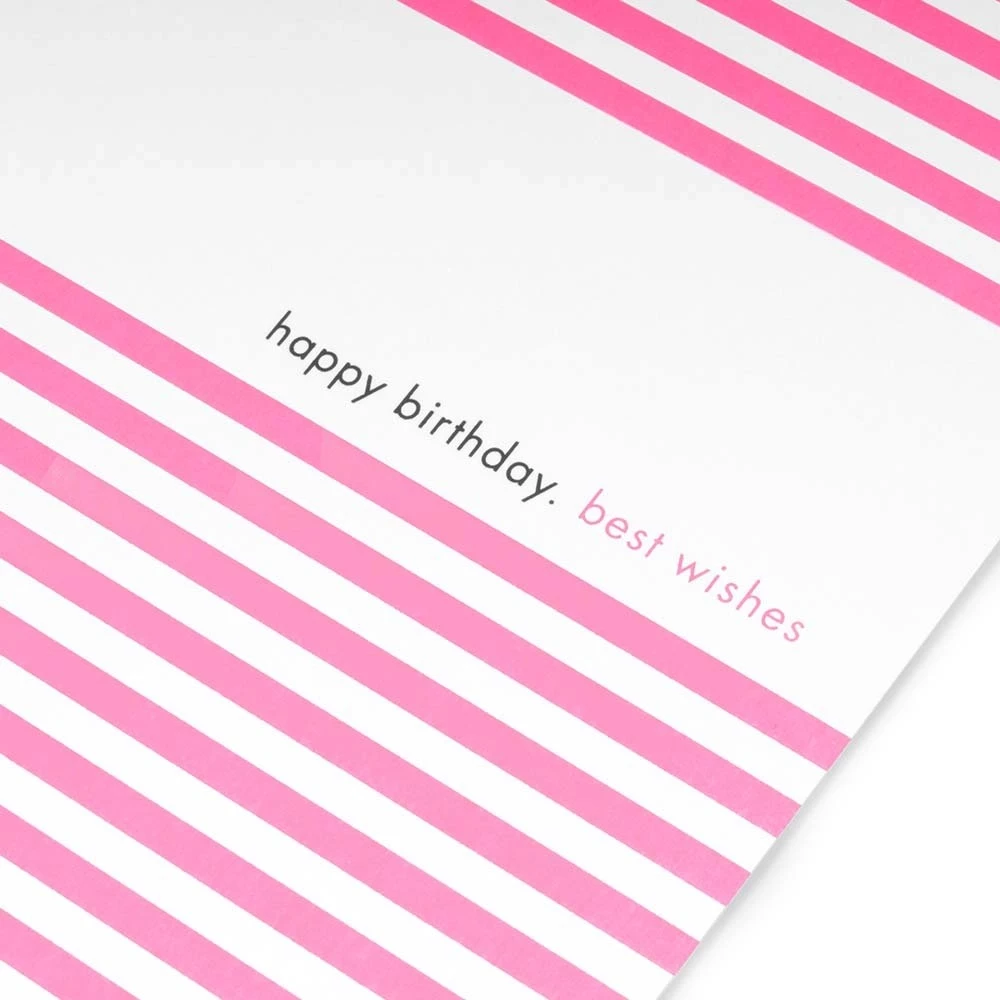 Greeting card Birthday Stripes neon pink