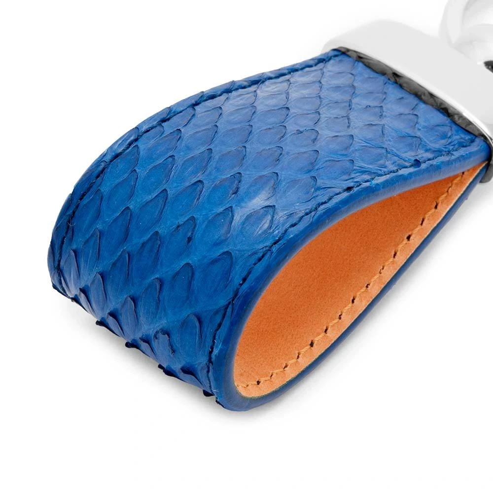 Key Ring, python leather, blue