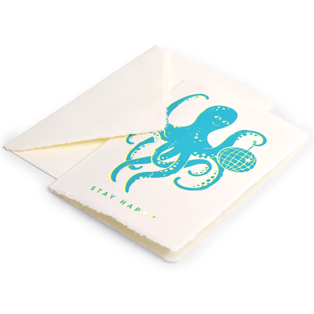 Greeting card stay happy laid  paper