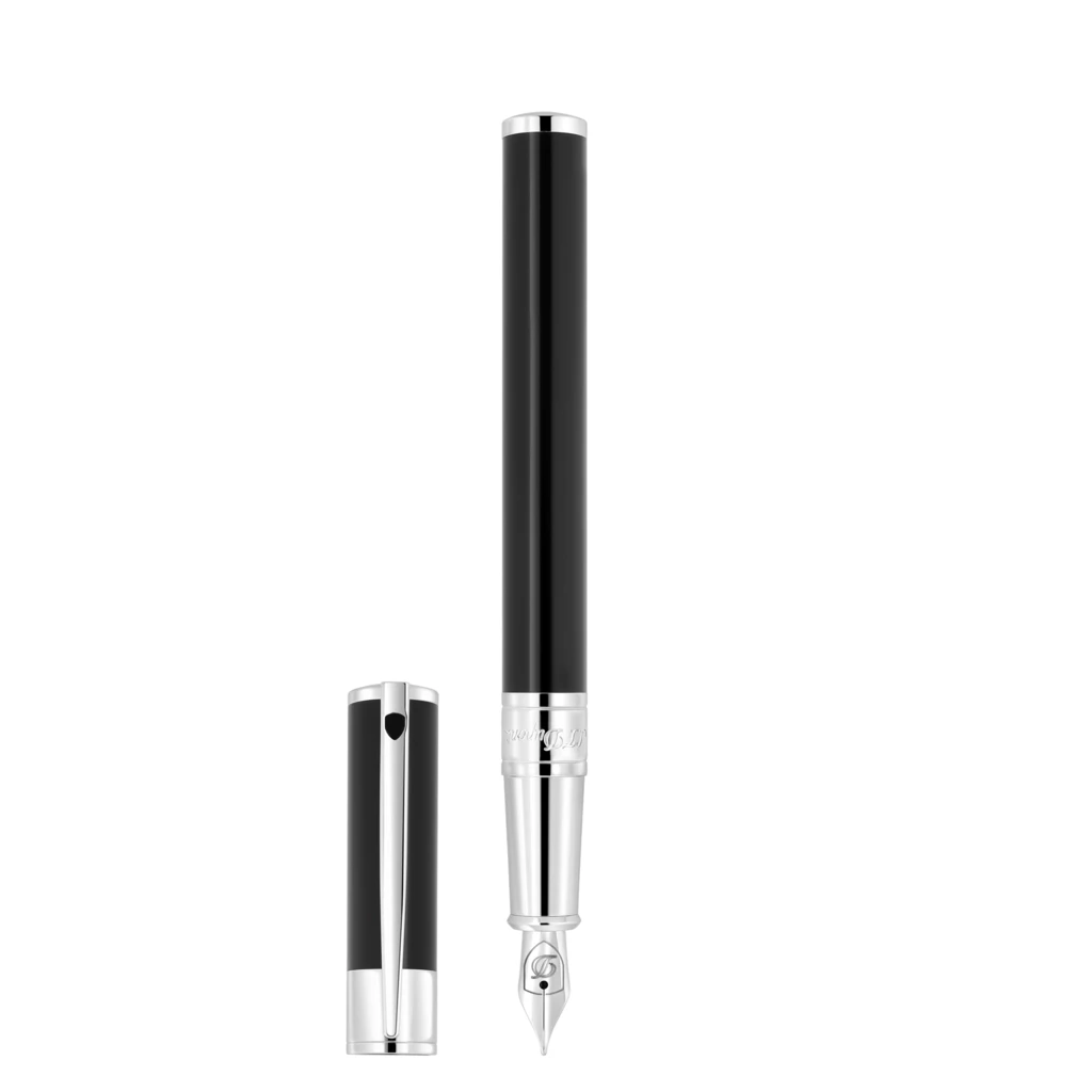 S.T. Dupont D-Initial Fountain Pen, black/chrome