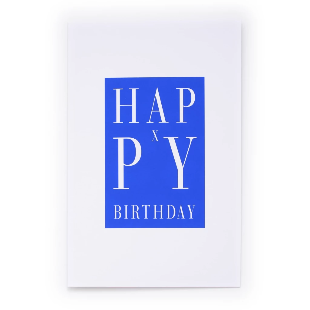 Greeting card Happy X-Birthday blue