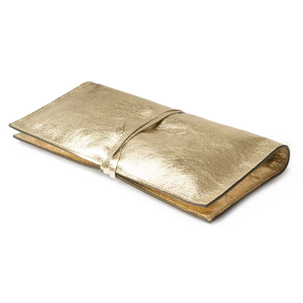 Jewellery Roll with Tie Closure, leather Mos, platinum