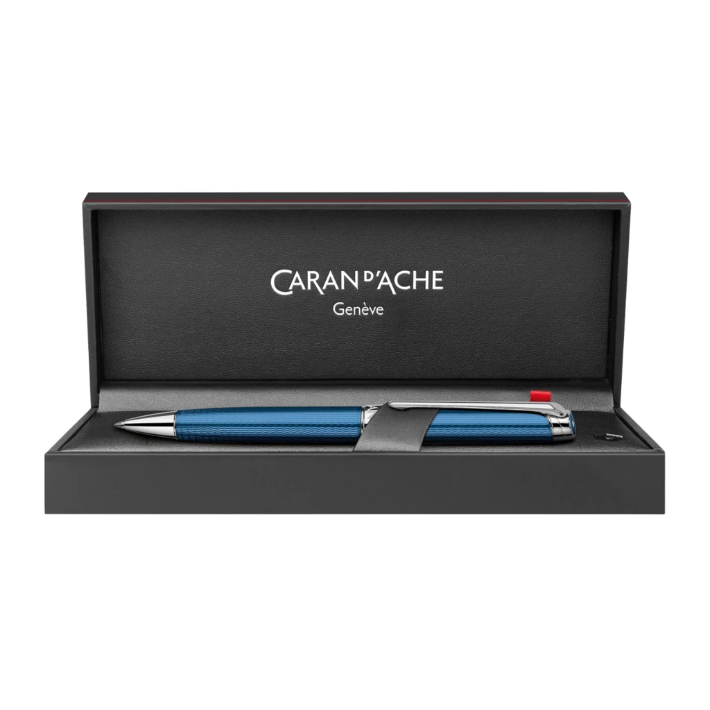 caran_dache_kugelschreiber_leman_grand_bleu_versilrhod_1 Caran d'Ache Léman Ballpoint Pen, blue silv./rhod.