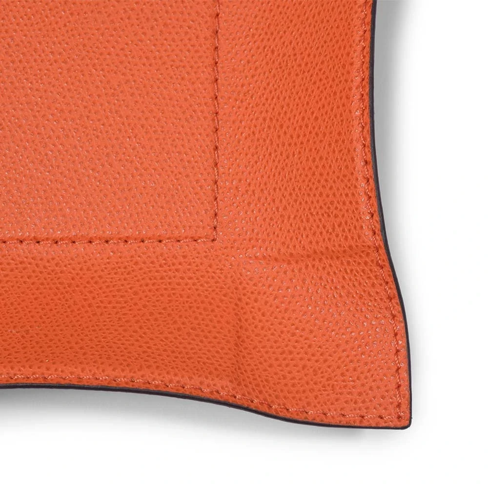 Valet tray square, leather, 15 x 15 cm, mango