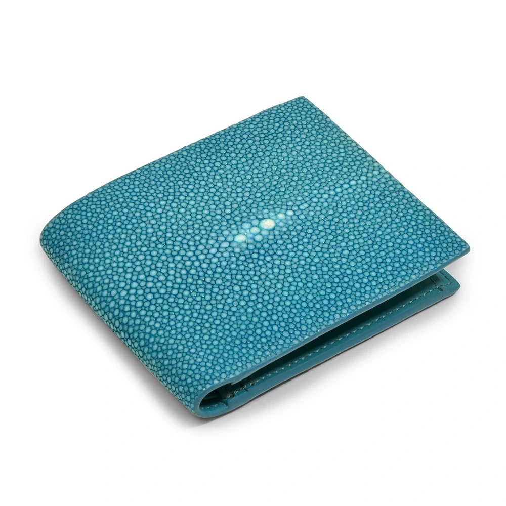 Wallet with Coin Pocket, stingray leather, turquoise