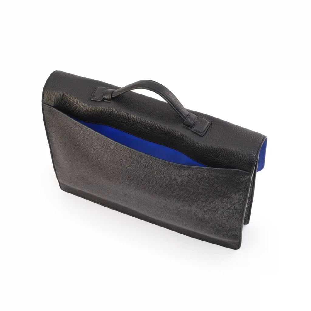 Deer leather briefcase, slim, black