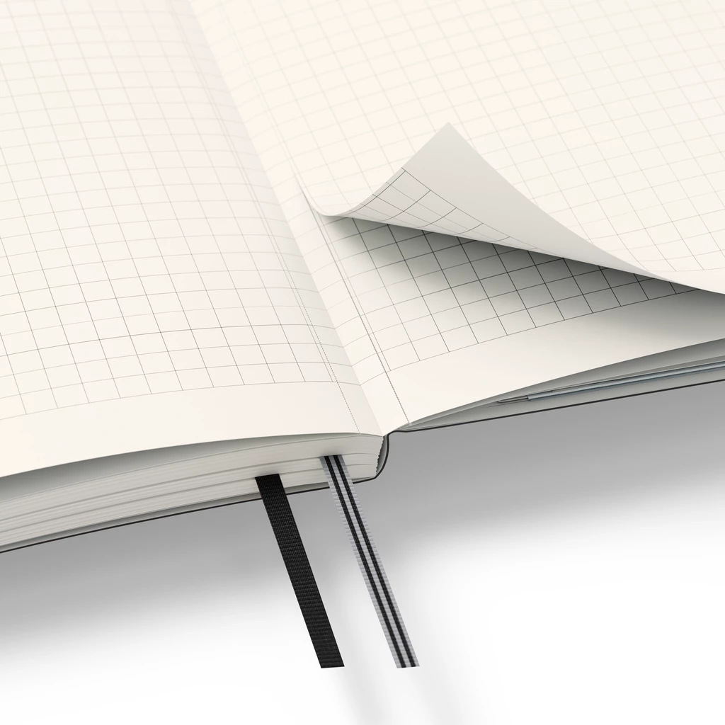 Notebook Medium (A5), Softcover, 123 numbered pages, Black,  squared