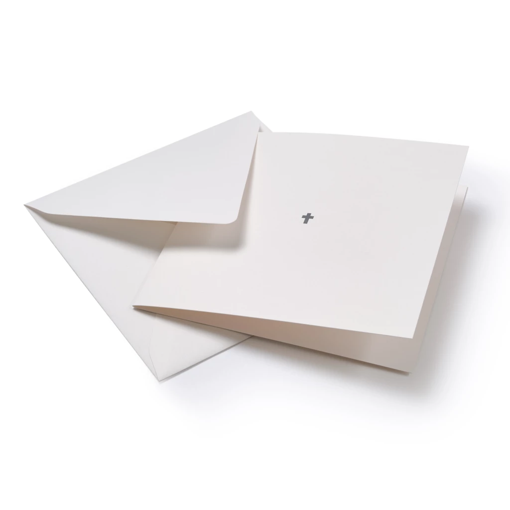 Greeting card condolence cross black helvetica