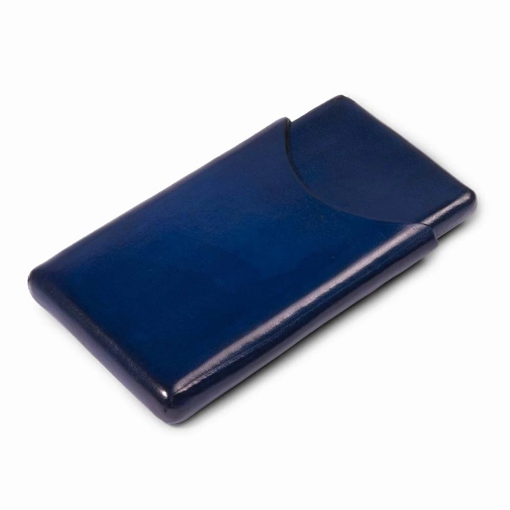 Business Card Holder, leather, 6.5x10 cm, dark blue