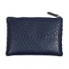 Pouch with Zip, python leather, small, blue
