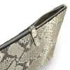 Pouch with Zip, python leather, large, black/white - 2