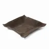Valet tray square, suede leather, 15 x 15 cm, lava - 2