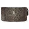Wallet with Zip, stingray leather, large, brown