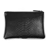 Pouch with Zip, python leather, small, black